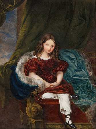 一位年轻女士的肖像`Portrait of a Young Lady (1883) by Adolf Theer