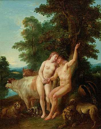 亚当和夏娃，1718年`Adam and Eve, 1718 by Jean Francois de Troy