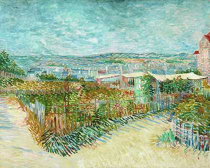 蒙马特，在加莱特磨坊后面，1887年7月`Montmartre, Behind the Moulin de la Galette, July 1887 by Vincent van Gogh