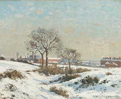 南诺伍德的雪景`Snowy Landscape at South Norwood (1871) by Camille Pissarro