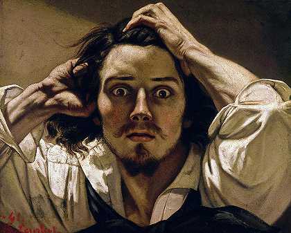 《绝望的男人》自画像`The Desperate Man, Self Portrait by Gustave Courbet