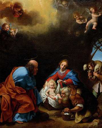 牧羊人的朝拜`Adoration of the Shepherds by Carlo Dolci