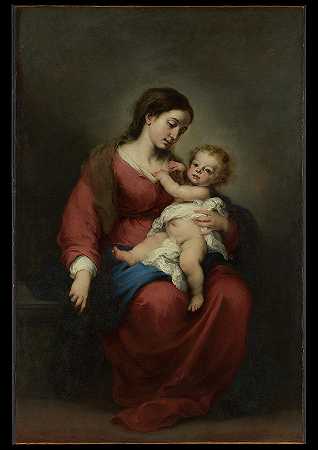 《女子与孩子》，1618-1682年`Virgin and Child, 1618-1682 by Bartolome Esteban Murillo