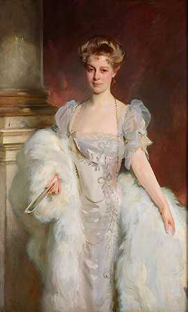 小J.P.摩根夫人的肖像（nee Jane Norton Growth，1868-1925）`Portrait of Mrs. J.P. Morgan, Jr. (nee Jane Norton Grew, 1868~1925) (ca 1905) by John Singer Sargent