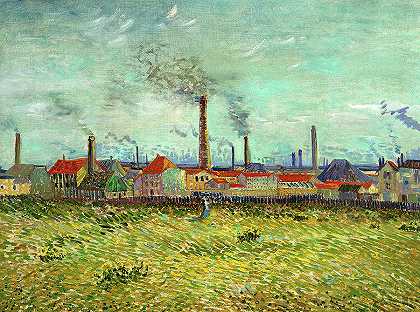克利希工厂，1887年`Factories at Clichy, 1887 by Vincent van Gogh