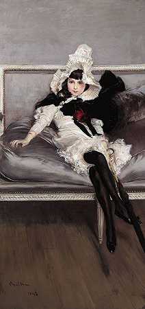 乔维妮塔·埃拉苏里兹肖像`Portrait Of Giovinetta Errazuriz (1892) by Giovanni Boldini