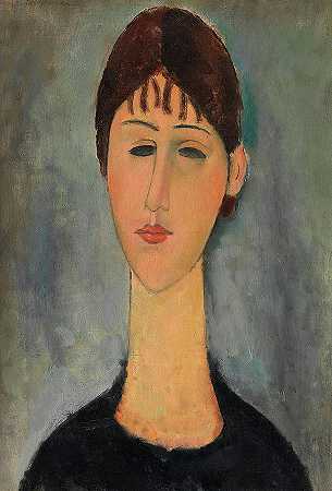 Zborowska夫人肖像，1918年`Portrait of Mme Zborowska, 1918 by Amedeo Modigliani