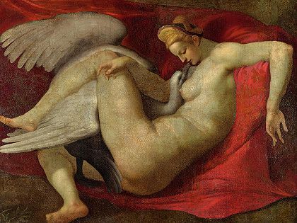 莱达与天鹅，1530年`Leda and the Swan, 1530 by After Michelangelo