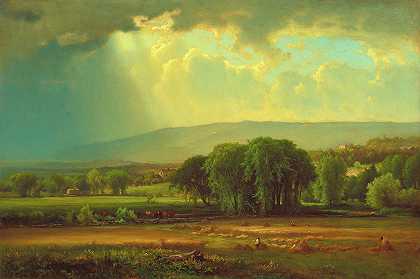 特拉华河谷的收获场景，约1867年`Harvest Scene in the Delaware Valley, c. 1867 by George Inness