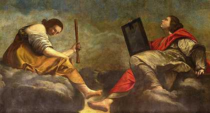 缪斯，和平与艺术的寓言，1635-1638年`Muses, An Allegory of Peace and the Arts, 1635-1638 by Orazio Gentileschi