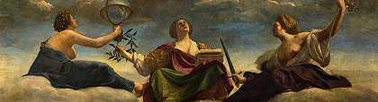 缪斯，和平与艺术的寓言`Muses, An Allegory of Peace and the Arts by Artemisia Gentileschi