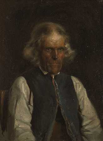 沃斯农民的肖像`Portrait of a Farmer from Voss (1855) by Adolph Tidemand