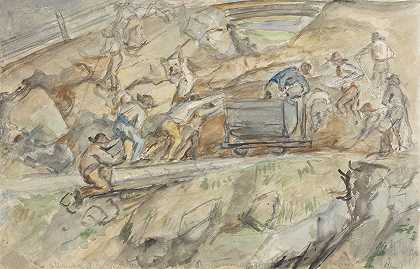 Pontresina附近的采石场`Steengroeve bij Pontresina (1869) by Jozef Israëls