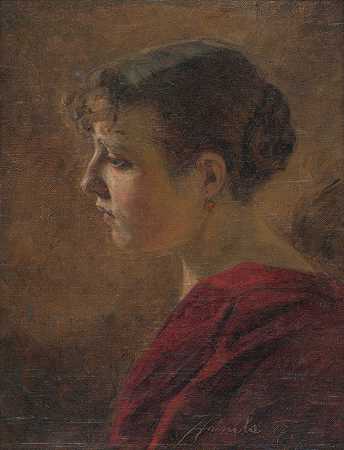 女人的性格`Podobizeň ženy (1887) by Jozef Hanula