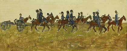 骑兵机动`Hussars on Maneuver (c. 1880 c. 1923) by George Hendrik Breitner