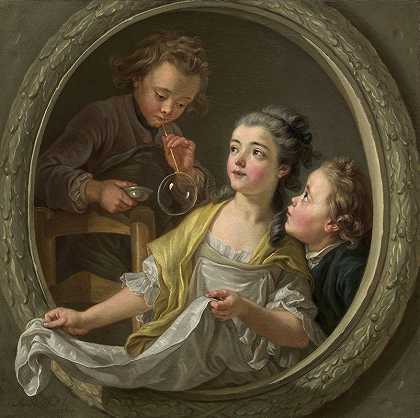肥皂泡`Soap Bubbles (1764) by Charles Amédée Philippe Van Loo