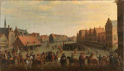 解散瓦德盖尔德和#（镇政府雇佣的雇佣兵）`The Disbanding of the ;Waardgelders (Mercenaries in the Pay of the Town Government) by Prince Maurits in Utrecht, 31 July 1618 (1625) by Prince Maurits in Utrecht, 31 July 1618 by Joost Cornelisz Droochsloot