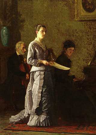 唱一首可怜的歌，1881年`Singing a Pathetic Song, 1881 by Thomas Eakins