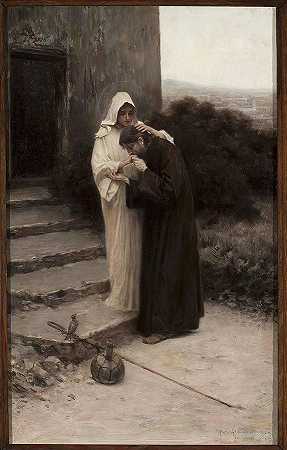 基督告别玛丽，1900年`Christ\’s Farewell to Mary, 1900 by Piotr Stachiewicz