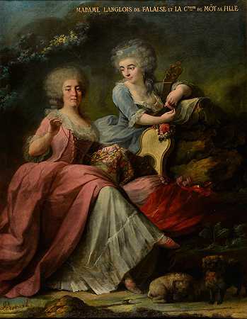 兰洛伊斯·德法莱夫人和她的女儿莫德森斯伯爵夫人`Madame Langlois de Falaise et sa fille, la comtesse de Moÿ de Sons by Nicolas Perseval