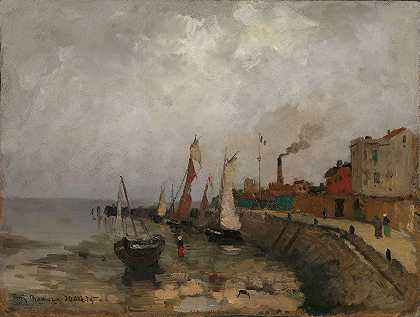 法国港口（勒阿弗尔）`Fransk havn (Le Havre) (1875) by Frits Thaulow
