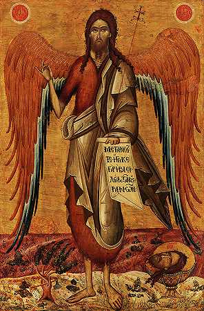 施洗者圣约翰，沙漠天使，18世纪`Saint John the Baptist, Angel of the Desert, 18th Century by Iconographer Dionysios of Fourna