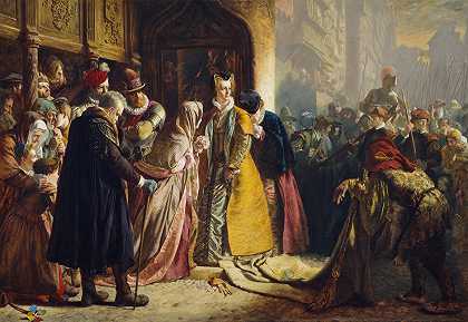 苏格兰玛丽女王回归爱丁堡`The Return of Mary Queen of Scots to Edinburgh (1870) by James Drummond