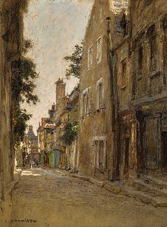 布尔日的一条街`Une Rue À Bourges by Léon Augustin Lhermitte
