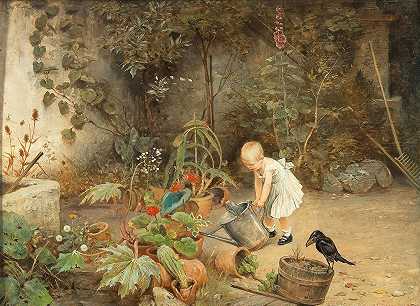 小园丁`The Little Gardener (1878) by Carl Fröschl
