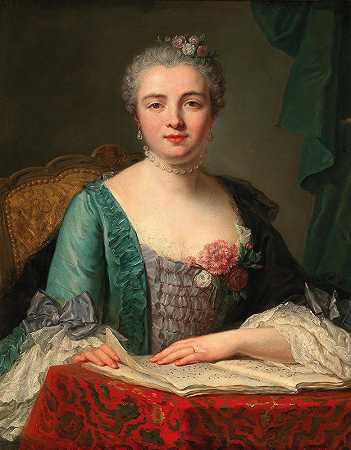 一位年轻女士的肖像`Portrait Of A Young Lady by Guillaume Voiriot