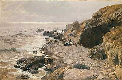 在里维埃拉（岩石海岸）`An der Riviera (felsige Küste) (1887 1888) by Alfred Zoff