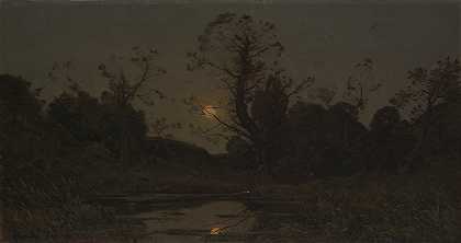 月出`Moonrise (1885) by Henri-Joseph Harpignies