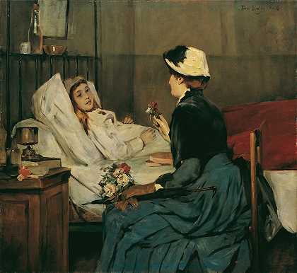 探望病床`Der Besuch am Krankenbett (1883) by Ferry Beraton