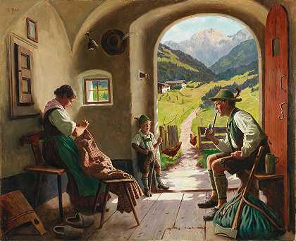 蒂罗尔的夏日`A Summer’s Day in Tyrol by Emil Rau
