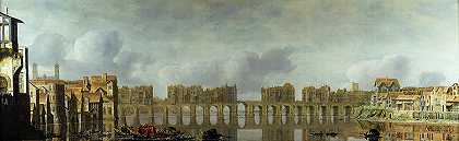 伦敦旧桥，1630年`Old London Bridge, 1630 by Claude De Jongh