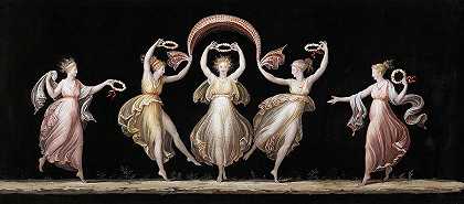 五个戴着面纱和皇冠的舞者`Five Dancers with Veil and Crowns by Antonio Canova