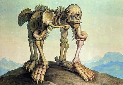 史前动物巨兽`Megatherium Cuvieri, Prehistoric Animal by German School