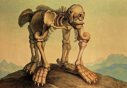 地面巨树懒`Ground Giant Sloth, Megatherium Cuvieri by German School