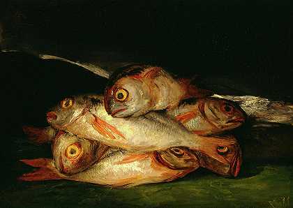 《金鲷静物》，1808-1812年`Still Life with Golden Bream, 1808-1812 by Francisco de Goya