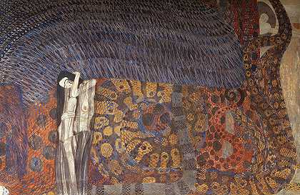 贝多芬雕带，敌对势力`Beethoven Frieze, Hostile Powers by Gustav Klimt