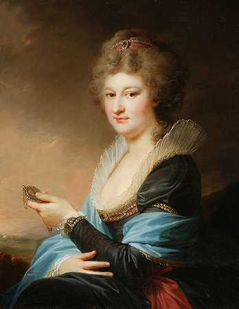 Józefa née Radziwiłł的肖像（1762年——1816年之前）`Portrait of Józefa née Radziwiłł (1762–before 1816) (circa 1791) by Johann Baptist von Lampi the Elder
