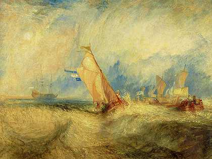 1844年，范·特罗普为了取悦他的主人，乘船出海，获得了良好的湿润`Van Tromp, going about to please his Masters, Ships a Sea, getting a Good Wetting, 1844 by Joseph Mallord William Turner