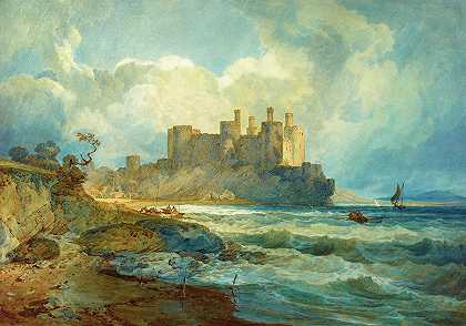 康威城堡，北威尔士，1798年`Conway Castle, North Wales, 1798 by Joseph Mallord William Turner