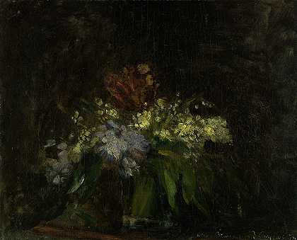 木瓜花束`Bouquet de fleurs au muguet (1874) by Jean-Baptiste Carpeaux