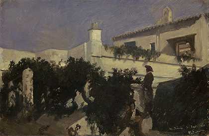 麦地那西多尼亚西班牙别墅`Spanish Villa in Medina Sidonia (1860) by Frank Buchser