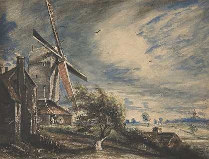科尔切斯特附近的一家磨坊`A Mill Near Colchester (1833) by John Constable