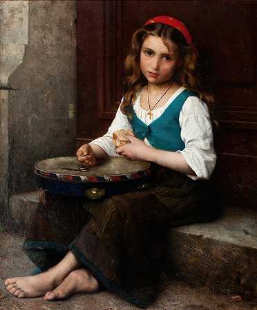 农家女孩`Peasant Girl by Alfred Guillou