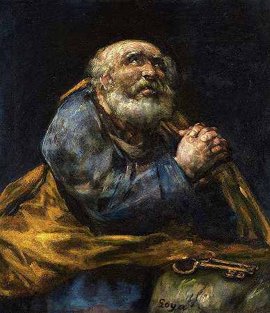 忏悔的圣彼得，`The Repentant Saint Peter, by Francisco de Goya