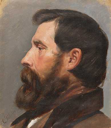 男性头像`Männerkopf im Profil (Ca. 1850) by Karl Theodor von Piloty