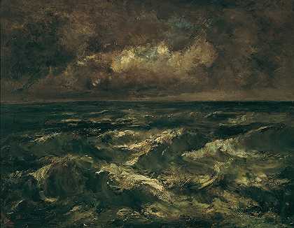 风暴海（移动的海）`Stürmische See (Bewegte See) (1871) by Narcisse-Virgile Diaz de La Peña